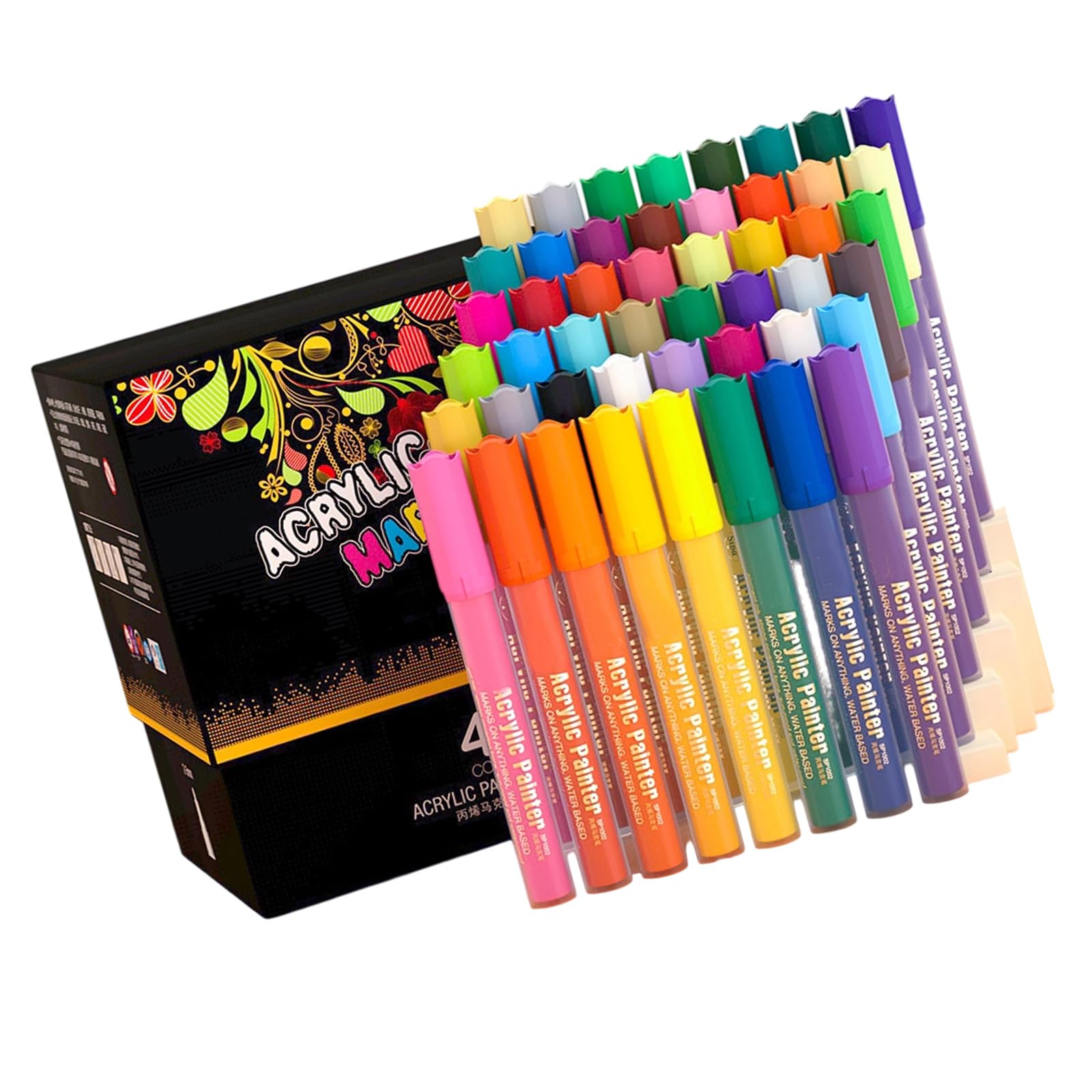 ljhnba Pennarello acrilico resistente all ' acqua per dipingere carta, ceramica, tessuto, legno, tela, vetro e scrapbooking Pennarelli acrilici punta fine a base d ' acqua