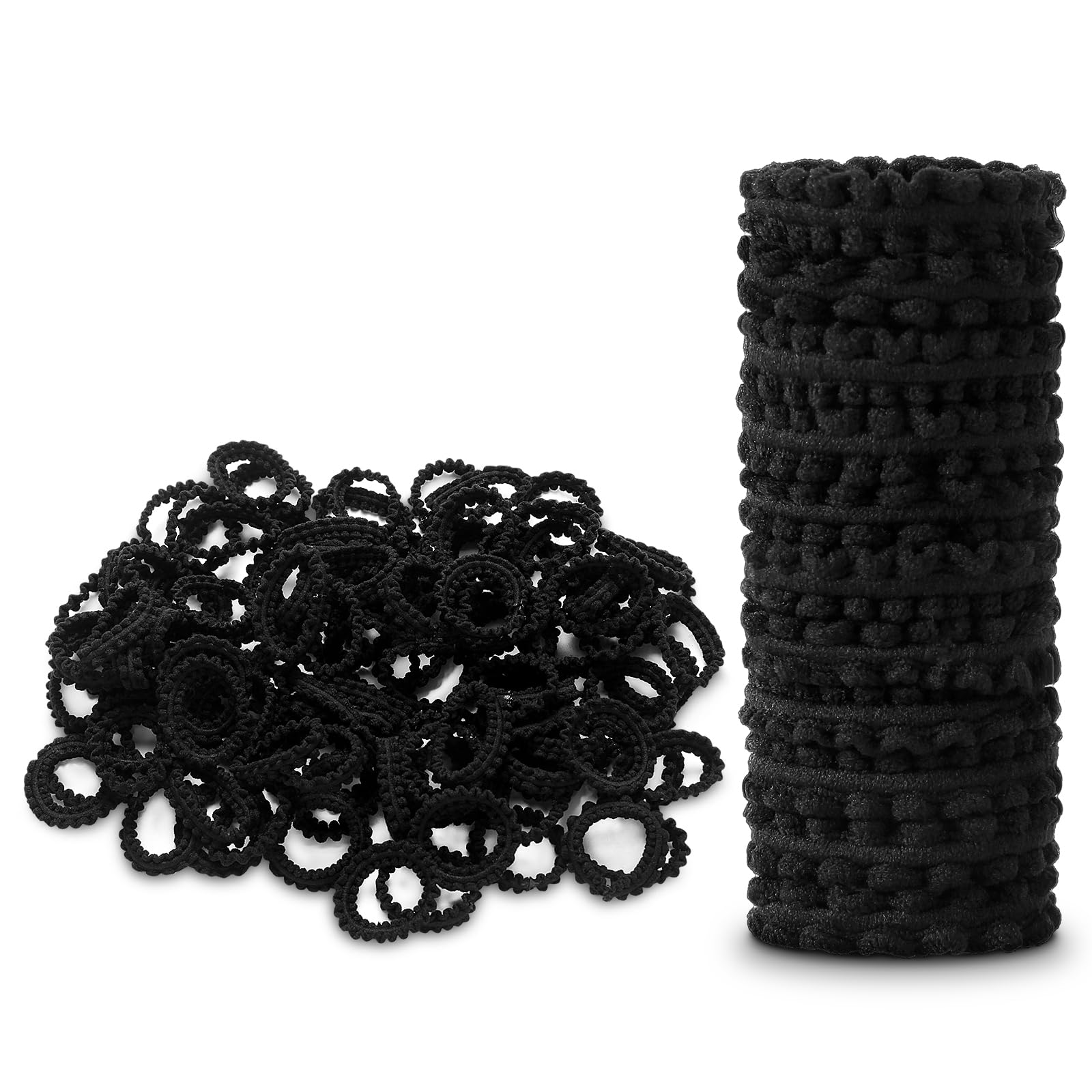 Youxuan Black Small Elastic Hair Ties, Soft, Stretchy, and Non-Damage Hair Bands, 100 Pcs Strong, Durable Mini Rubber Bands for Toddlers, Girls and