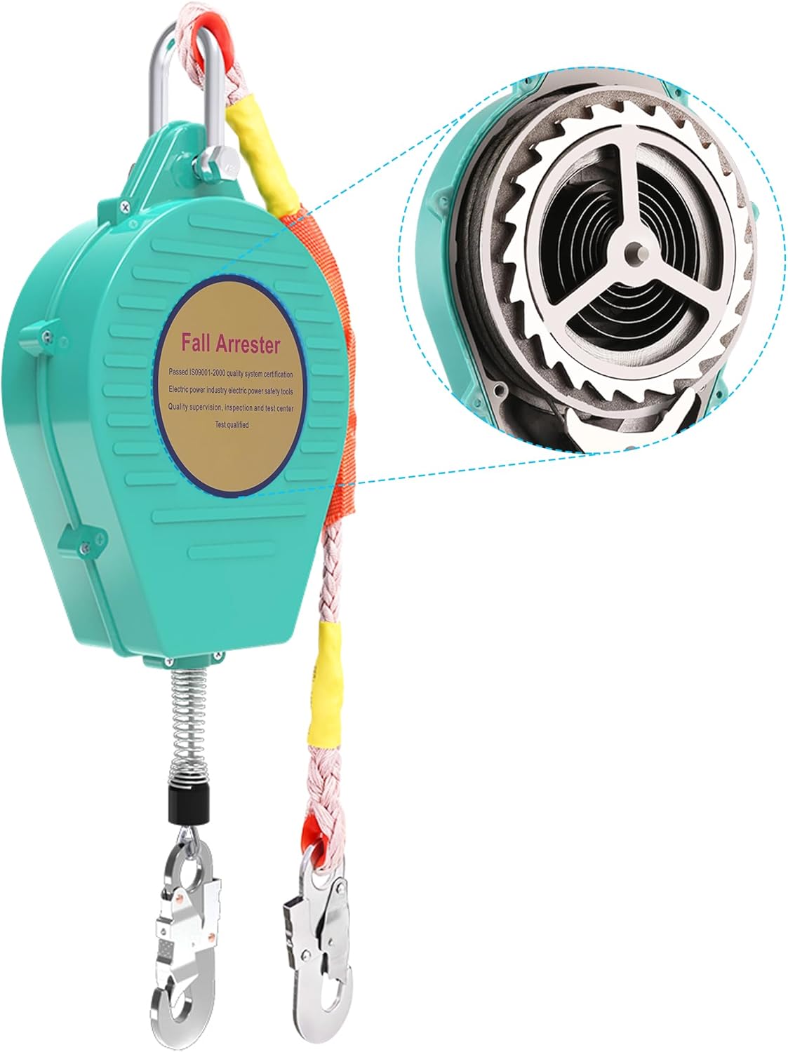 Meticuloso 23ft Self Retracting Lifeline 330lbs Fall Arrester Fall Protection with Alloy Steel Hook & Steel Wire Rope