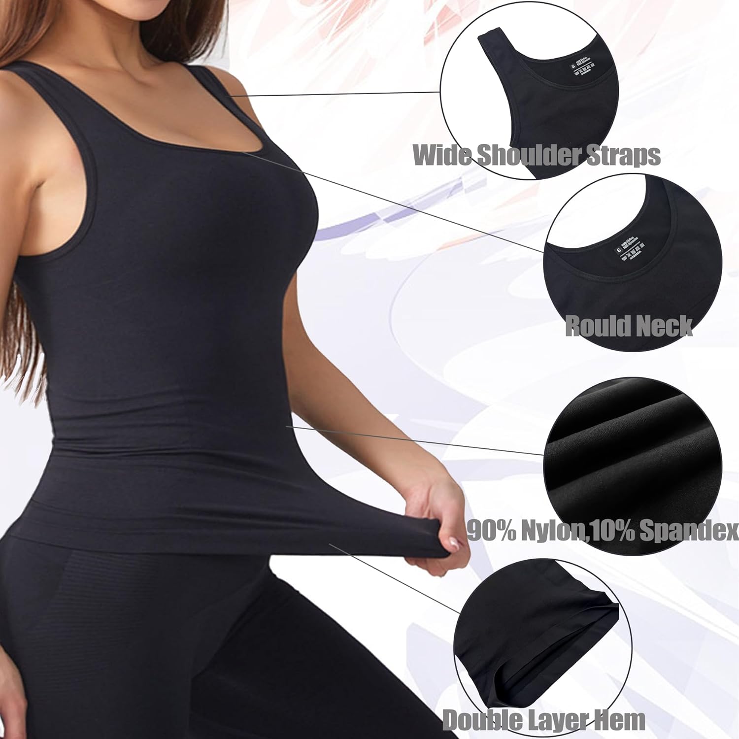 Shapewear Tank Tops for Women,Tummy Waist Control Shaper Cami Seamless Compression Top Slimming Body Shaper Camisole - Image 2