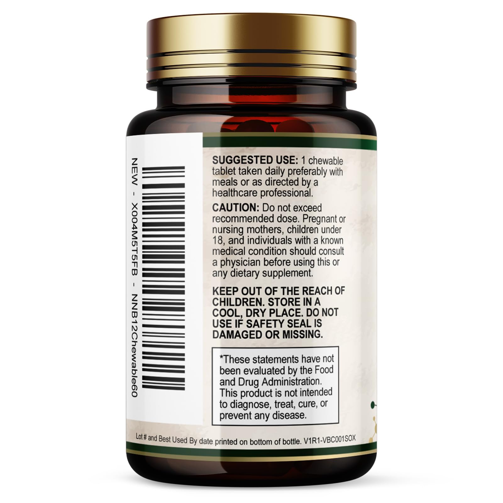 Vitamin B12 1000 mcg - Maximum Strength Methylcobalamin B-12 Chewable Tablet - Energy, Nervous System & Brain Support - Fast Dissolve, Natural Berry Flavor - Women & Men - Bottled in USA - 60 Tablets — Amazon image 8