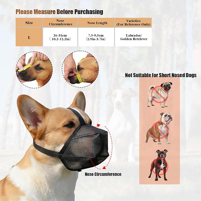 Foto 2 de 7 de Frutilexia Bozal Perro, Bozal para Perros Grandes, Transpirable Bozales, L