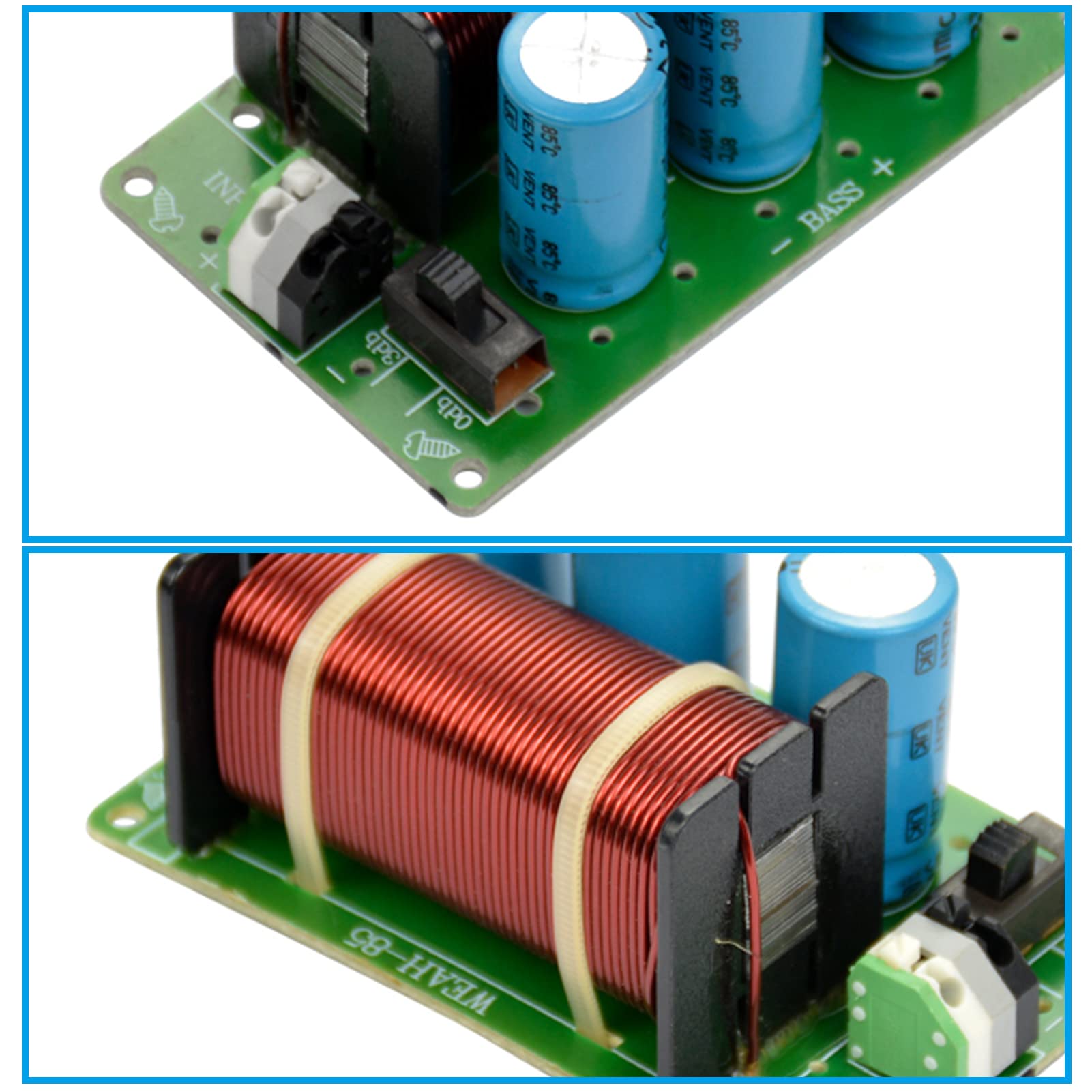 BuyWeek Filtri Crossover Audio Filtro Crossover per Altoparlanti, Subwoofer per Bassi da 200W 40Hz-400Hz a Canale Singolo