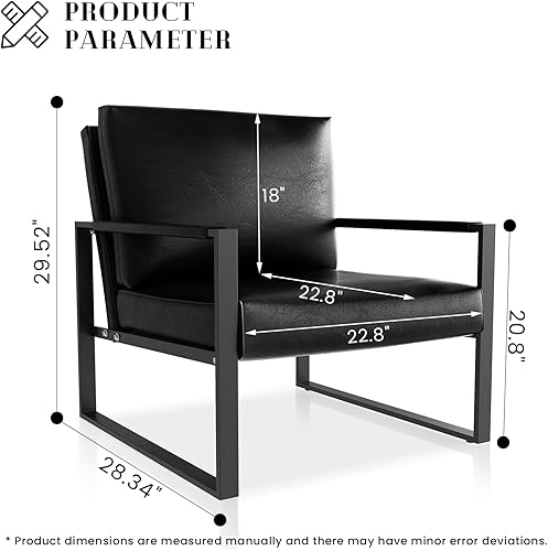 Miniatura 2 de Recaceik Juego de 2 sillas decorativas modernas, con brazos, de piel sintética, con cojín ergonómico extragrande, silla de sala de estar,