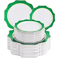 WDF 100PCS Green Plates Disposable - Heavy Duty Green Plates - 50 Guests Green Plastic Plate for Sping/Wedding/Birthday/Party