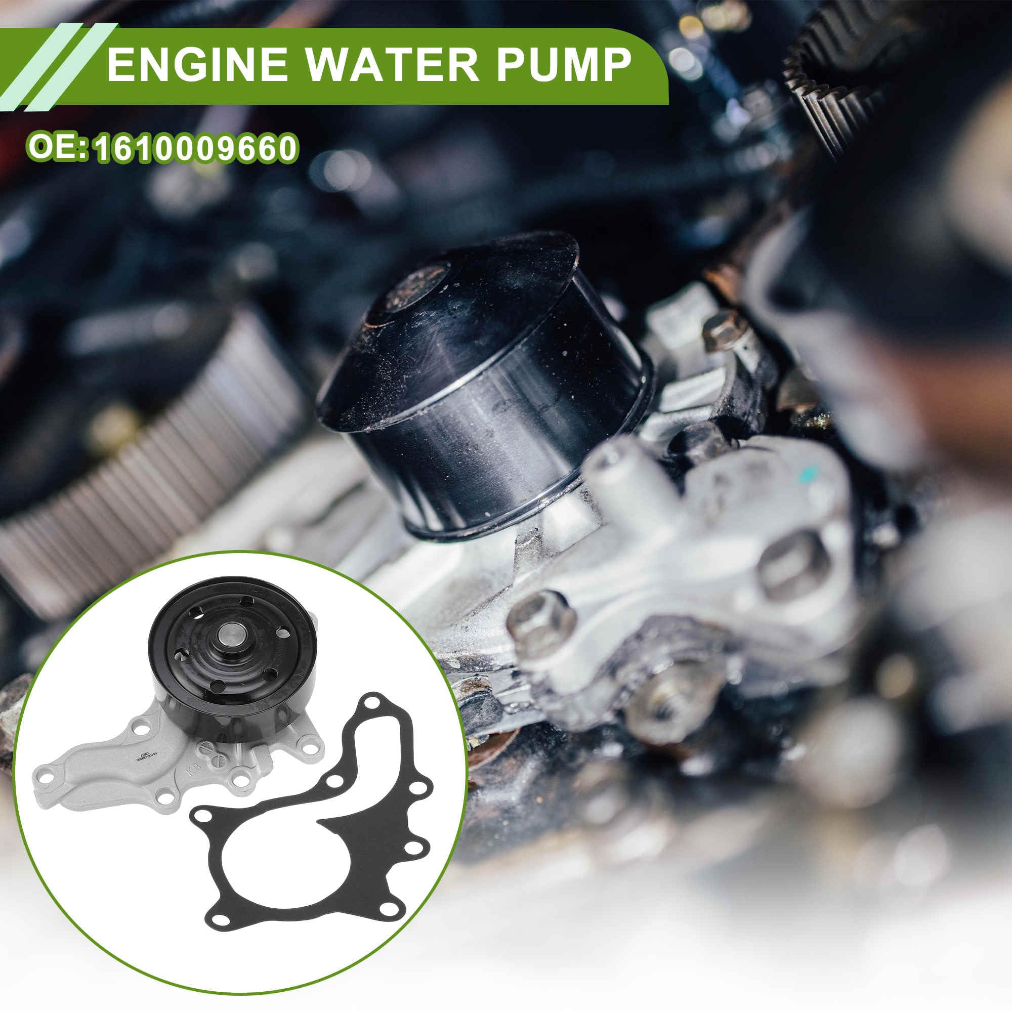 A ABSOPRO Pompa dell'acqua del motore per Toyota Camry 2017-2024 No.1610009660 Pompa dell'acqua di raffreddamento con guarnizione 1 Set