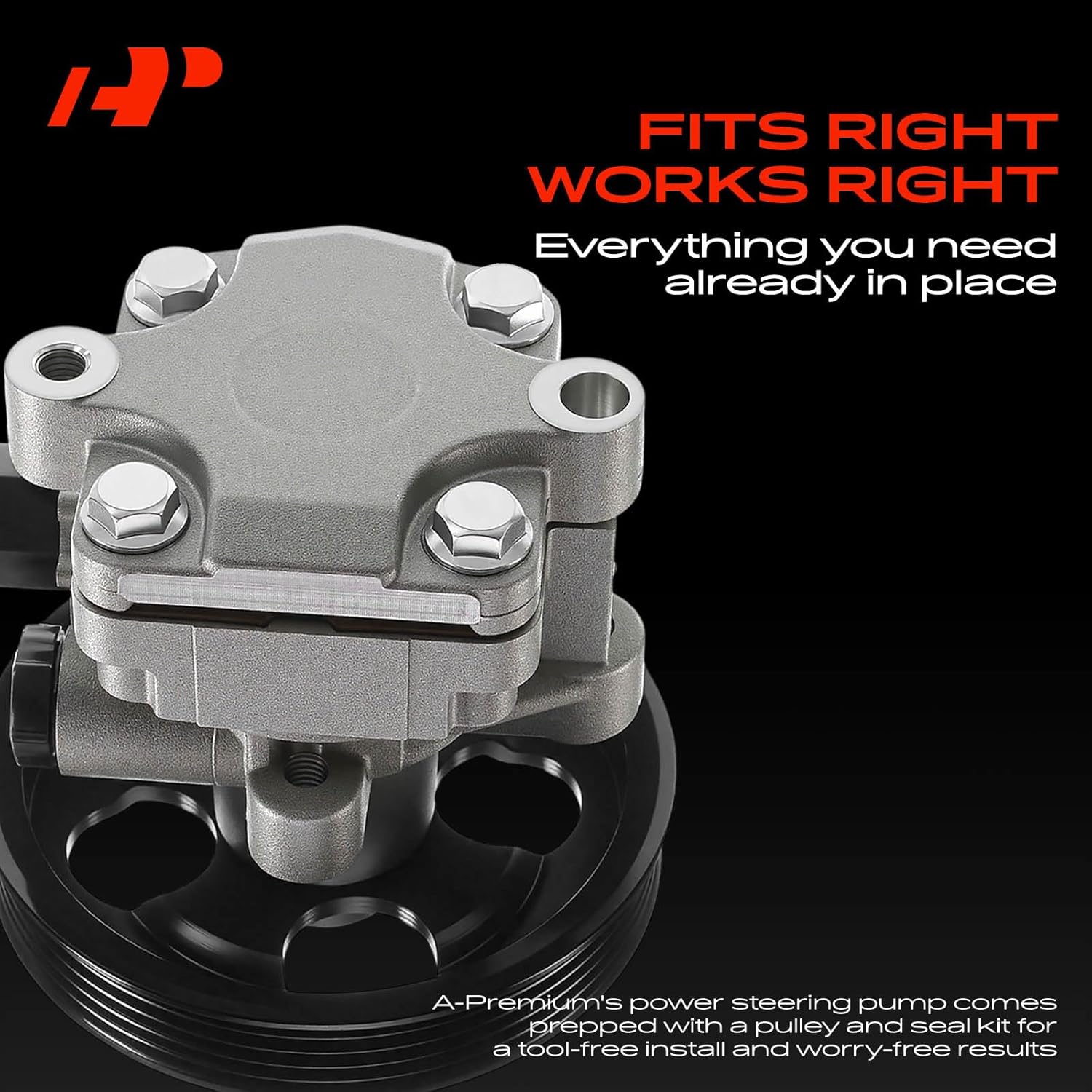A-Premium Power Steering Pump, with Pulley, Compatible with Subaru Impreza 2002-2003, 2.0L, Replace # 34430-FE002