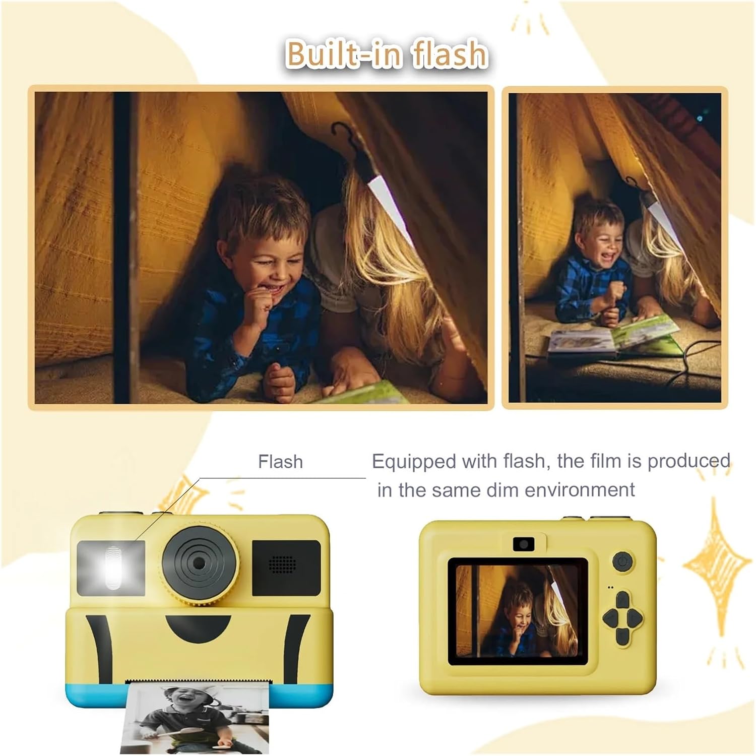 Instant Print Camera for Children Suitable for Girls and Boys Aged 4 and Above, Featuring A Dual-Lens Camera with A 32GB Memory