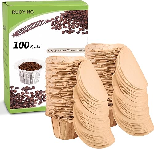 Filtros de papel desechables sin blanquear con tapa para filtros reutilizables de taza K, filtros de café reutilizables K Cup, se adapta a todas las