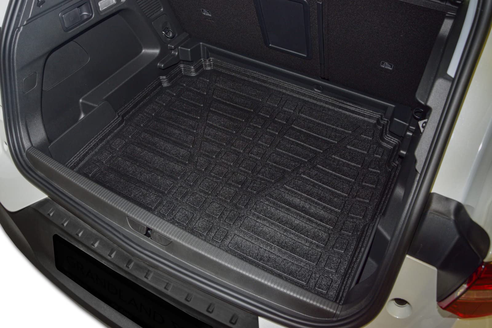 SCOUTT Vasca Bagagliaio per Opel Grandland X 2017-2024 Piano Inferiore, in TPE su Misura, Proteggi Baule con Bordo Alto 4 cm, Antiscivolo, Inodore