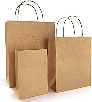 Vista 7 de BagKraft Bolsas de papel marrón con asas de tamaño mixto Papel Kraft 100% reciclable Ideal para regalos, compras, boutique, embalaje, mercancía