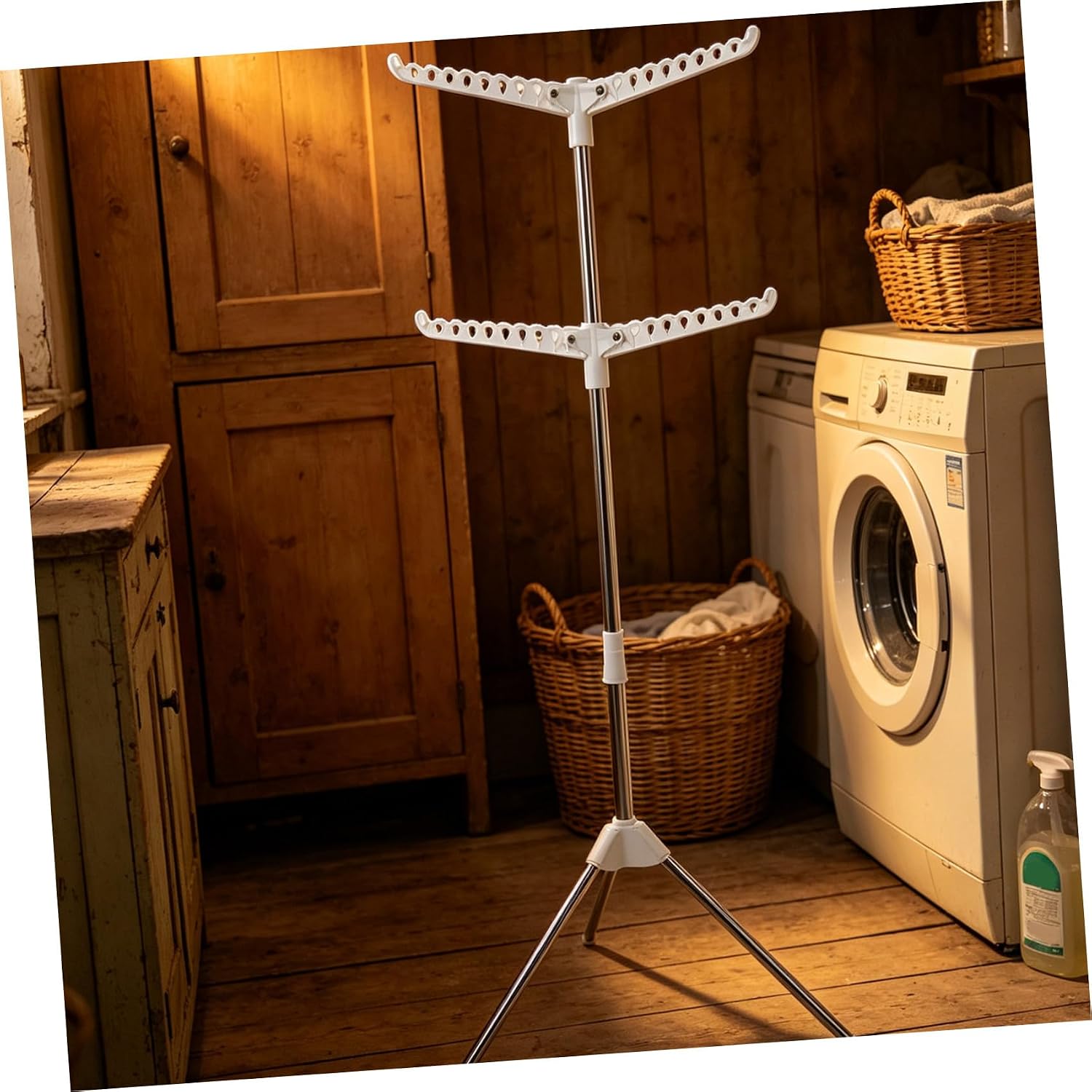 Foldable Clothes Drying Rack, 2 Tier Tripod Stand, 66 Inch