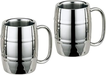 Stainless Steel Barrel Mug, 16oz 2 Count