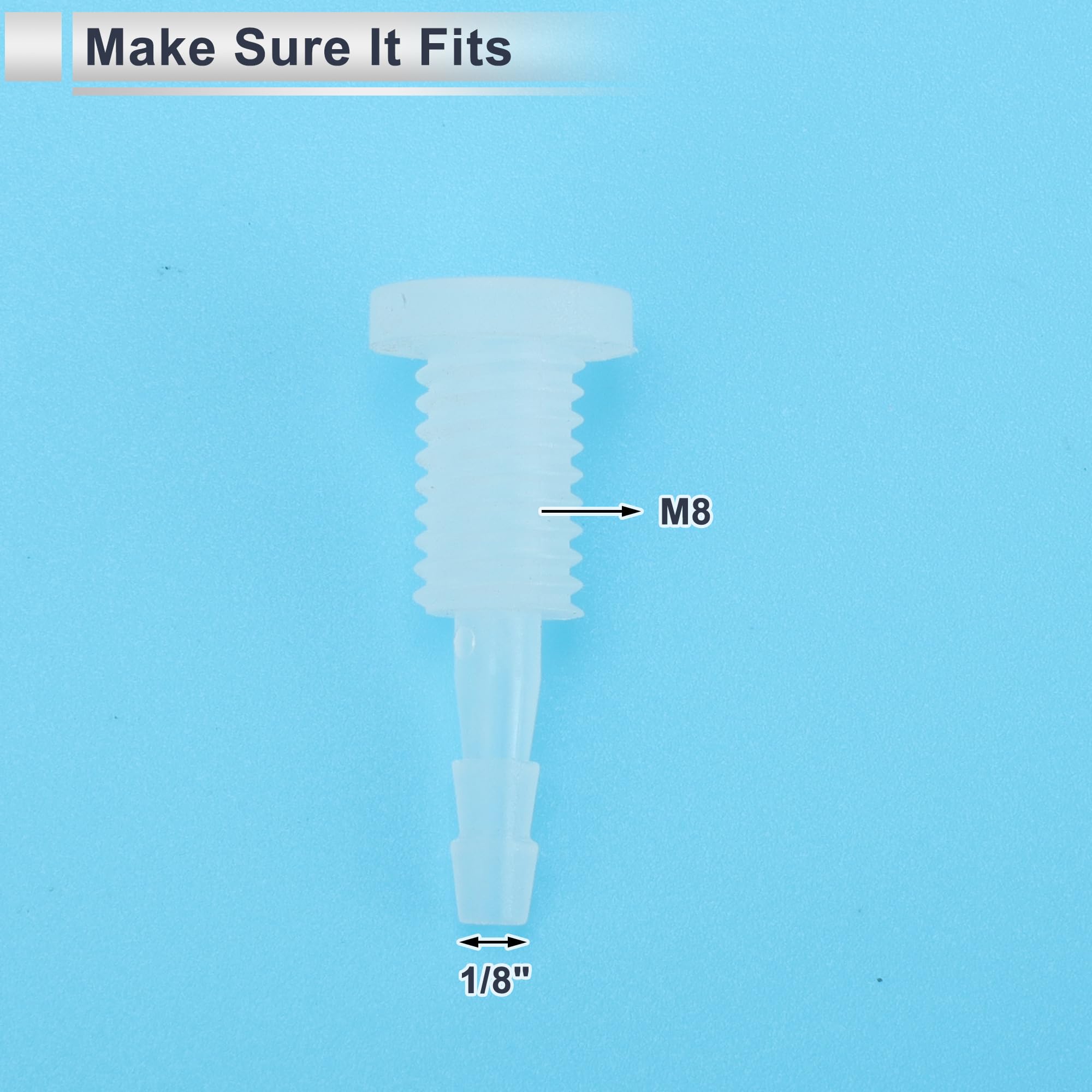 RATCHROLL 1 Set Plastic Hose Barb Fitting 1/8" Hose ID Barb M8 Male Thread Thru-Bulk Bulkhead Fittings Clear PP - Image 4