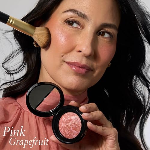 Miniatura 5 de LAURA GELLER NEW YORK Blush-n-Brighten - Rubor marmoleado horneado para mejillas - Tono Sunlit Rose (rosa iluminada por el sol) - Acabado satinado -