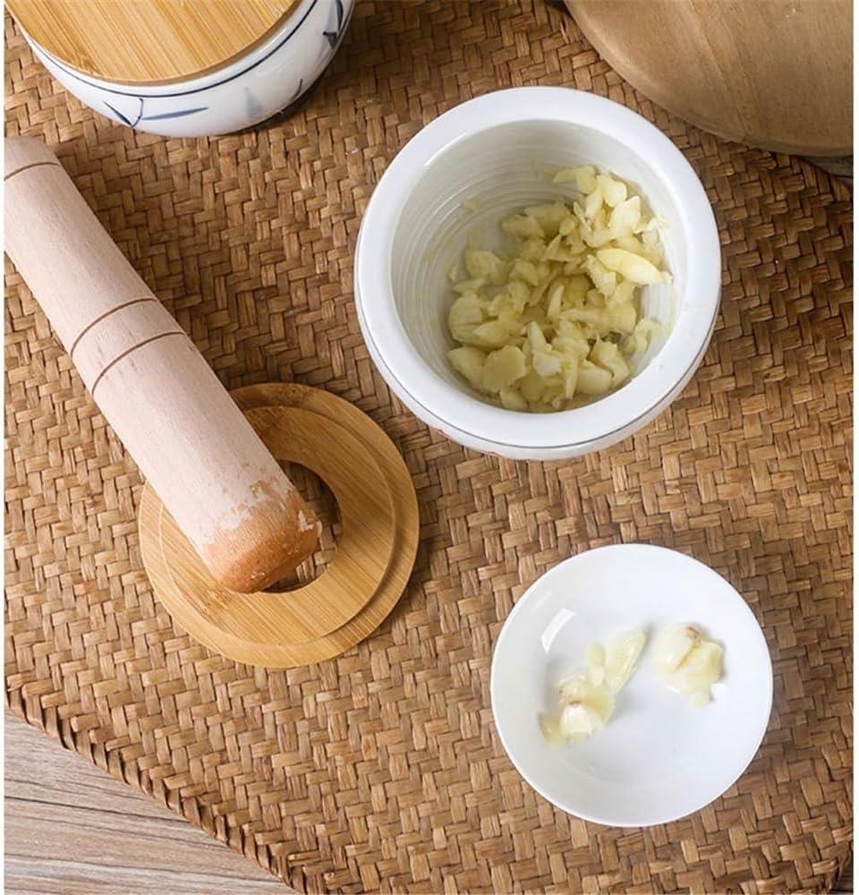 Garlic Presses Ceramic Grinder Household Mortar and Pestle Mortar and Pestle Set Garlic Mortar Spice Masher Manual Herb Grinder Mortar and Pestle Set