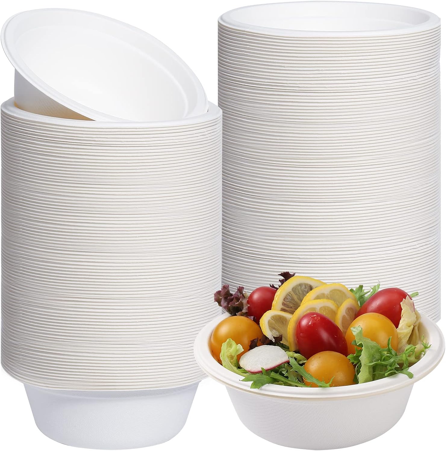 150 PCS Disposable Paper Bowls,EcoFriendly Sugarcane Bowls