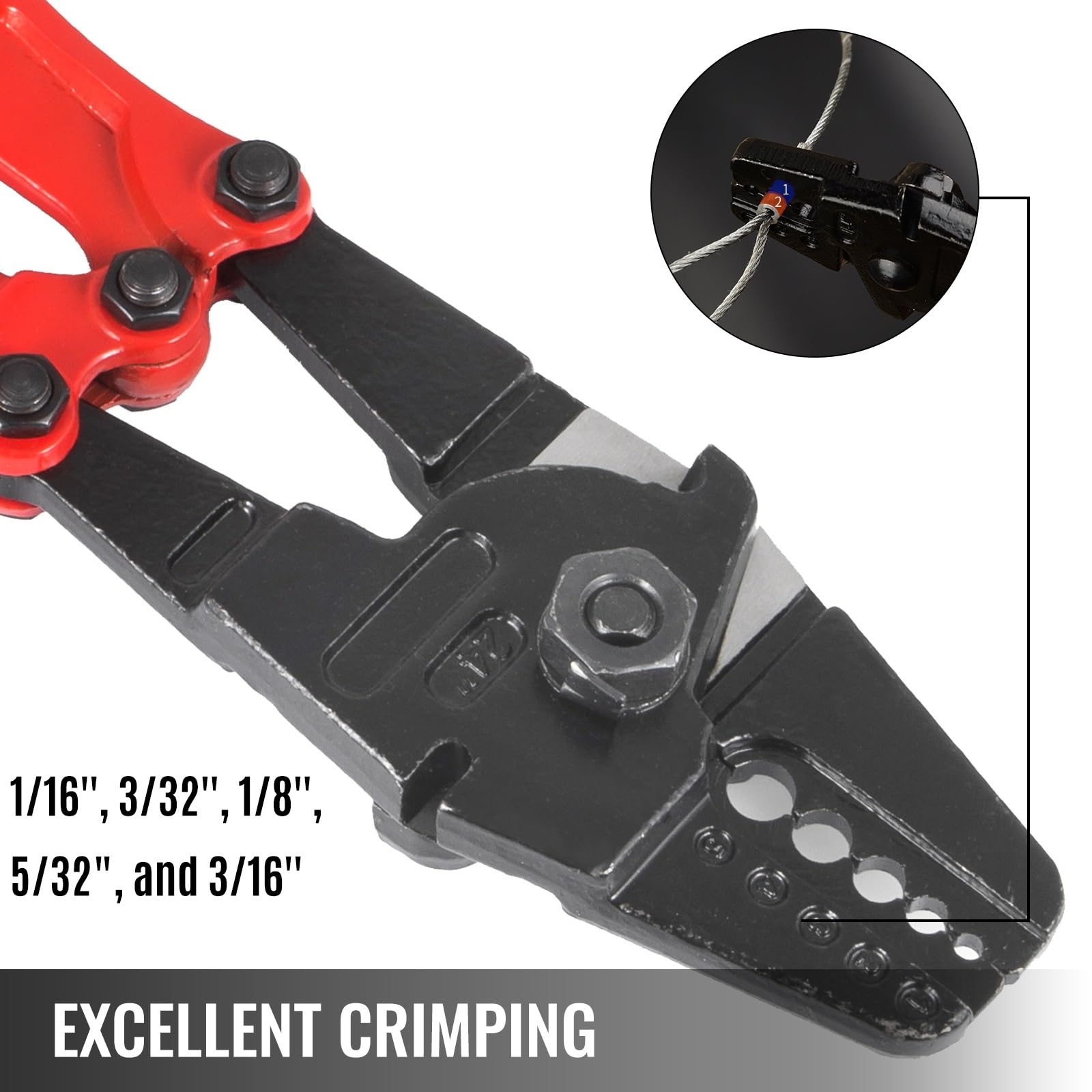 Pinza a crimpare for fune metallica, manico isolato, cavo in rame e alluminio, for pesca a doppia manica, pinza a crimpare(24 Inch)