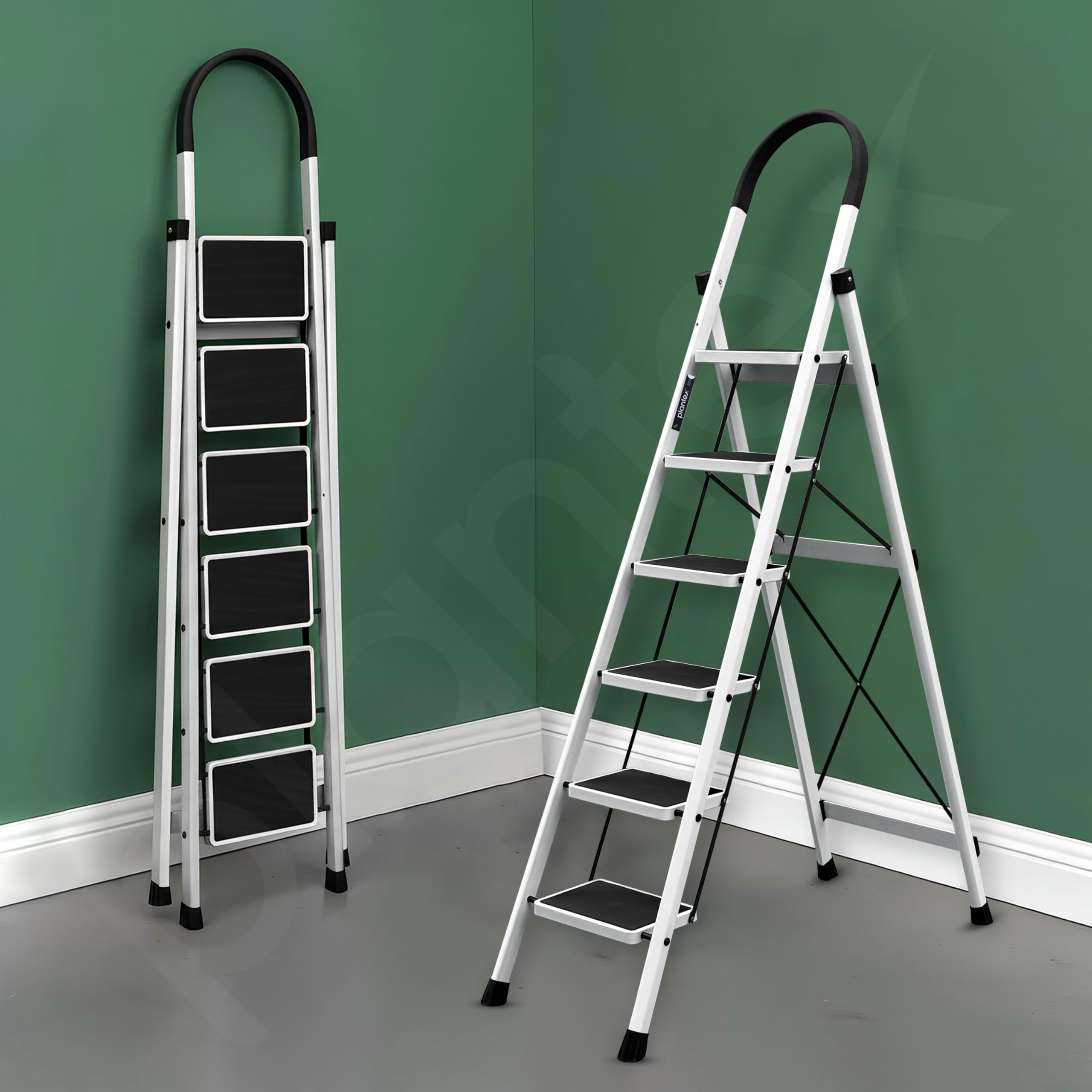 Plantex Ladder for Home 6 Steps/Foldable Ladder with Anti-Skid Wide Steps (30L x 20W cm)/Strong D-Shape Pipe with X-Support for More Stability/5 Year Warranty(Apex-White) — Amazon image 9