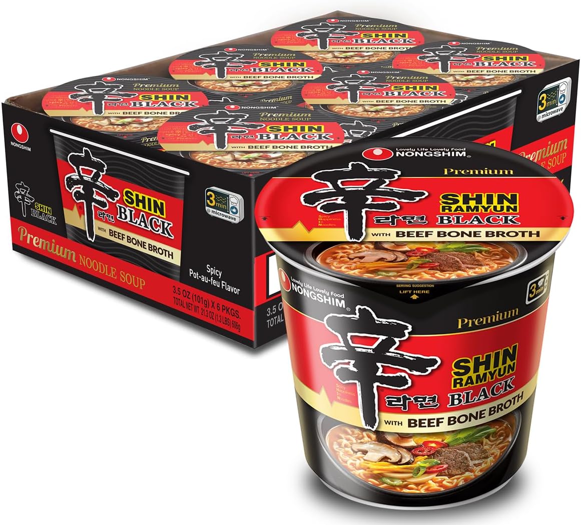 Shin Black Noodle Soup, Spicy, 3.5 Ounce (Pack of 6)