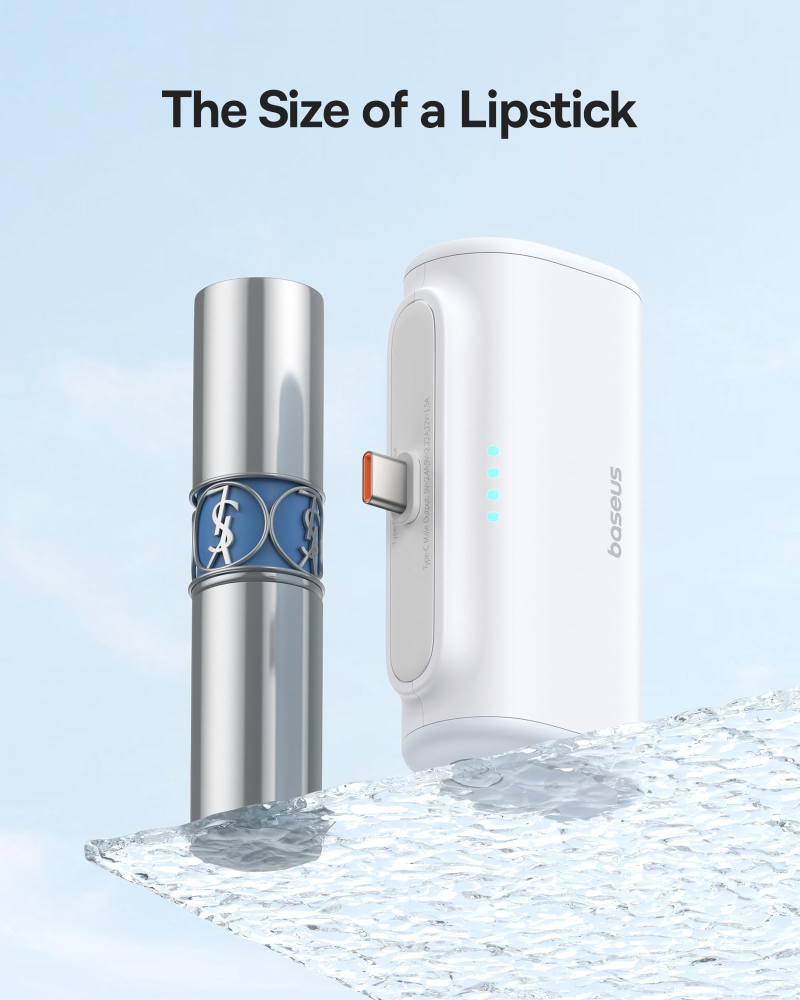 Baseus Power Bank con connettore USB C pieghevole integrato, caricatore portatile 5000mAh 20W per iPhone 15/15 Plus/15 Pro/15 Pro Max, Samsung S22/23 Series (bianco)
