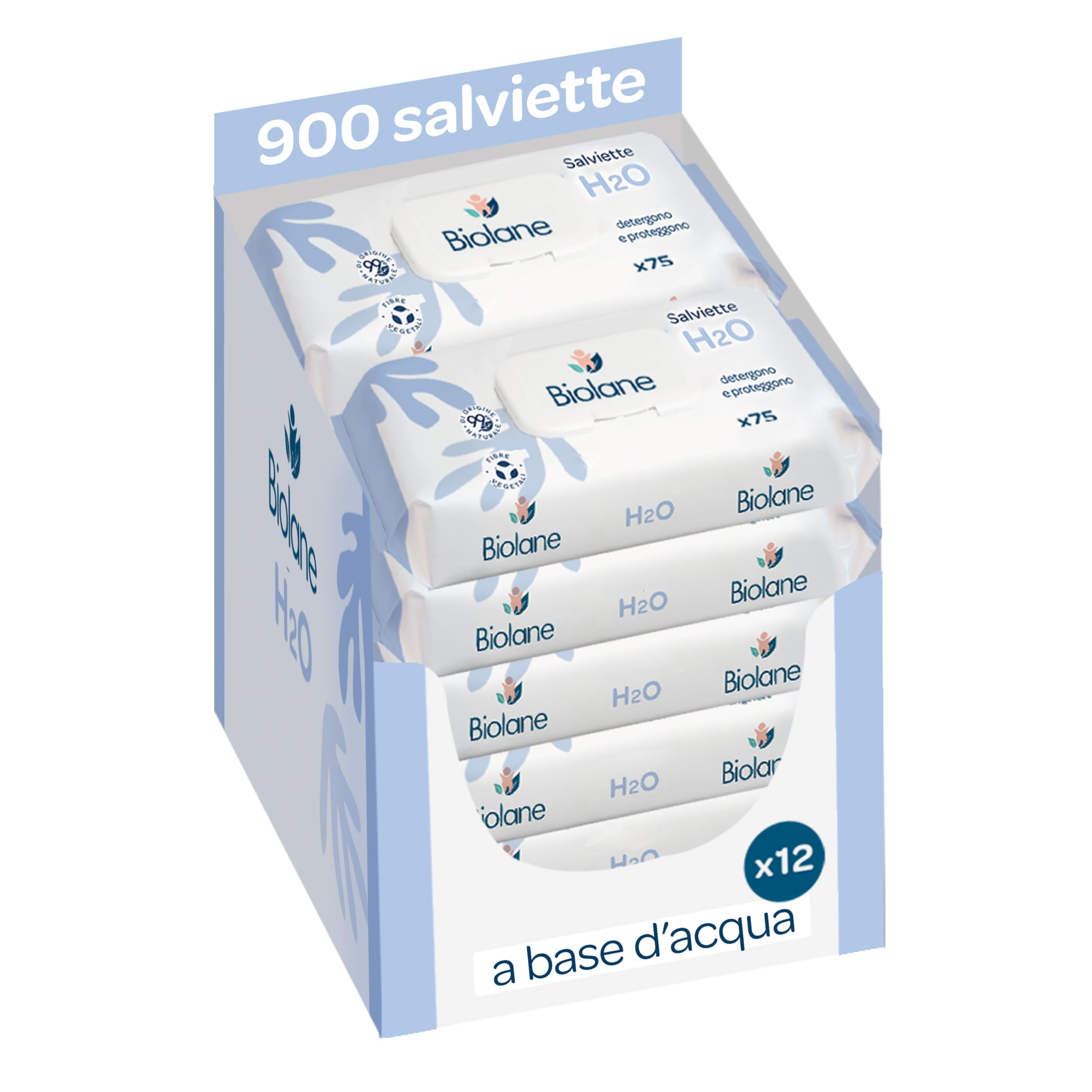 BIOLANE - Salviette neonato all’Acqua - 900 Salviettine (12x75) - Detergenti Delicate per Neonati - 99% Ingredienti di Origine Naturale - Senza Risciacquo - Fin dalla Nascita