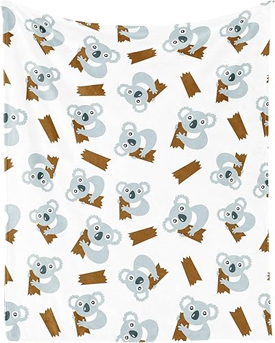 Manta Koala suave, mullida y cálida, manta pequeña de 40 x 50 pulgadas para sofá, manta blanca bonita para niñas y niños