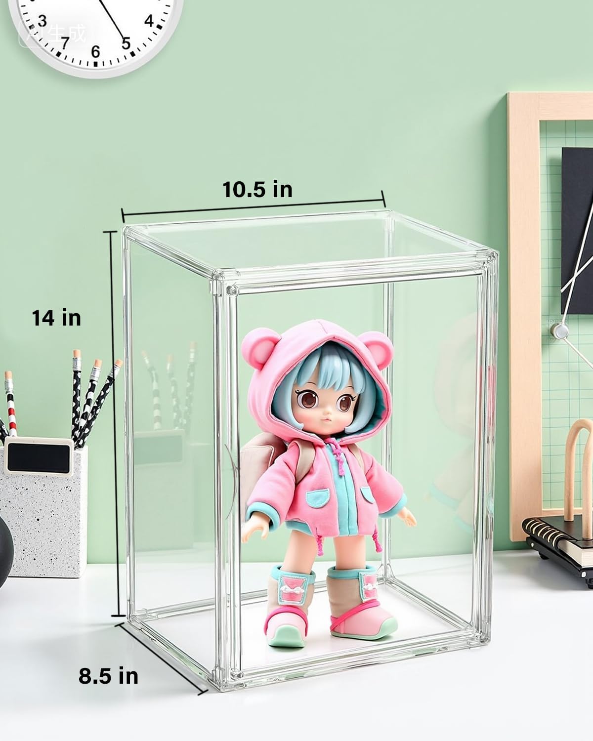 Clear Display Case Compatible with Labubu POP MART, Acrylic Clear Display Box Shelf for POP MART Labubu Doll 2 Tier with Magnetic Lids Figure Display Case for Collectibles(XL-1Pack-2Tier)