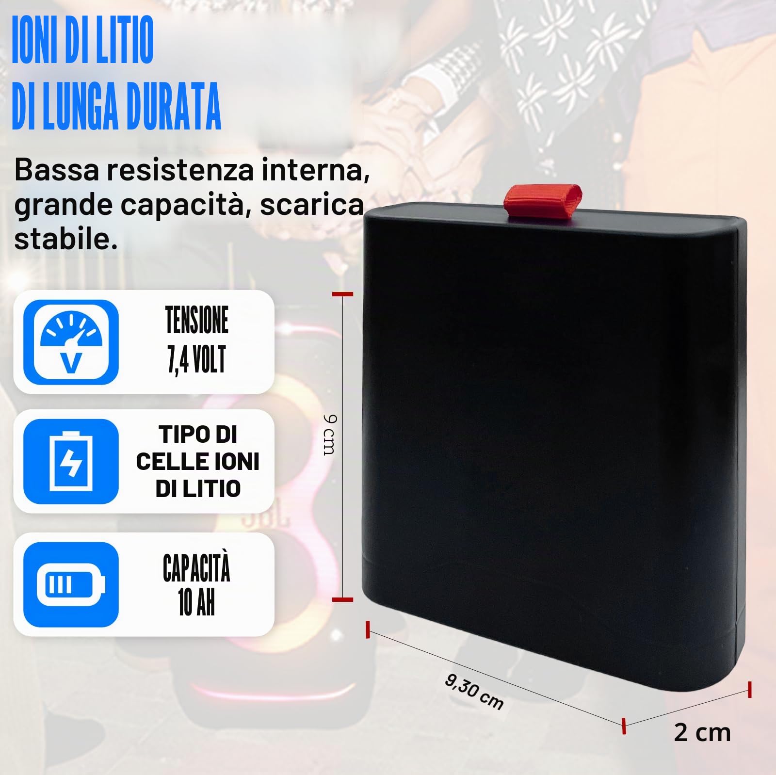 Batteria per JBL PartyBox Stage 320 e Xtreme 4 altoparlanti portatili, sostitutiva per JBL Batteria 400, 7,4 V, 10000 mAh, agli ioni di litio