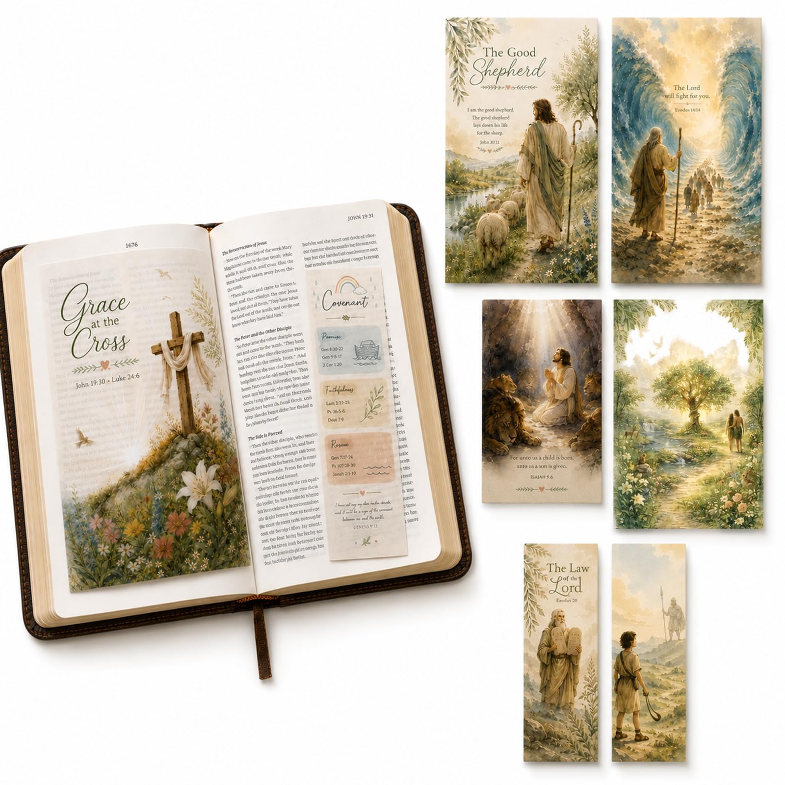 Bible Tip Ins Vellum Bible Inserts for Journaling with Watercolor Scripture Art Bible Study Inserts & Prayer Bookmarks 15PCS Bible Page Overlays for Women