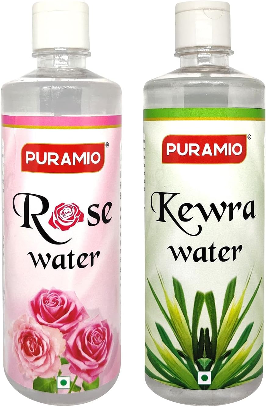Puramio Rose & Kewra Water (for Biryani, Mughlai Dishes & Cosmetic use), 500ml Each