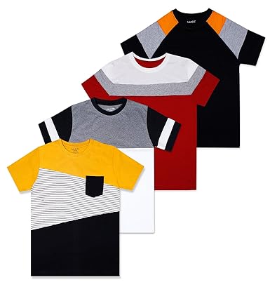 Luke and Lilly Boys Cotton Colorblock T-Shirt_Pack of 4