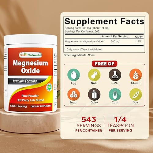 Miniatura 2 de Best Naturals Polvo de óxido de magnesio puro 1 libra