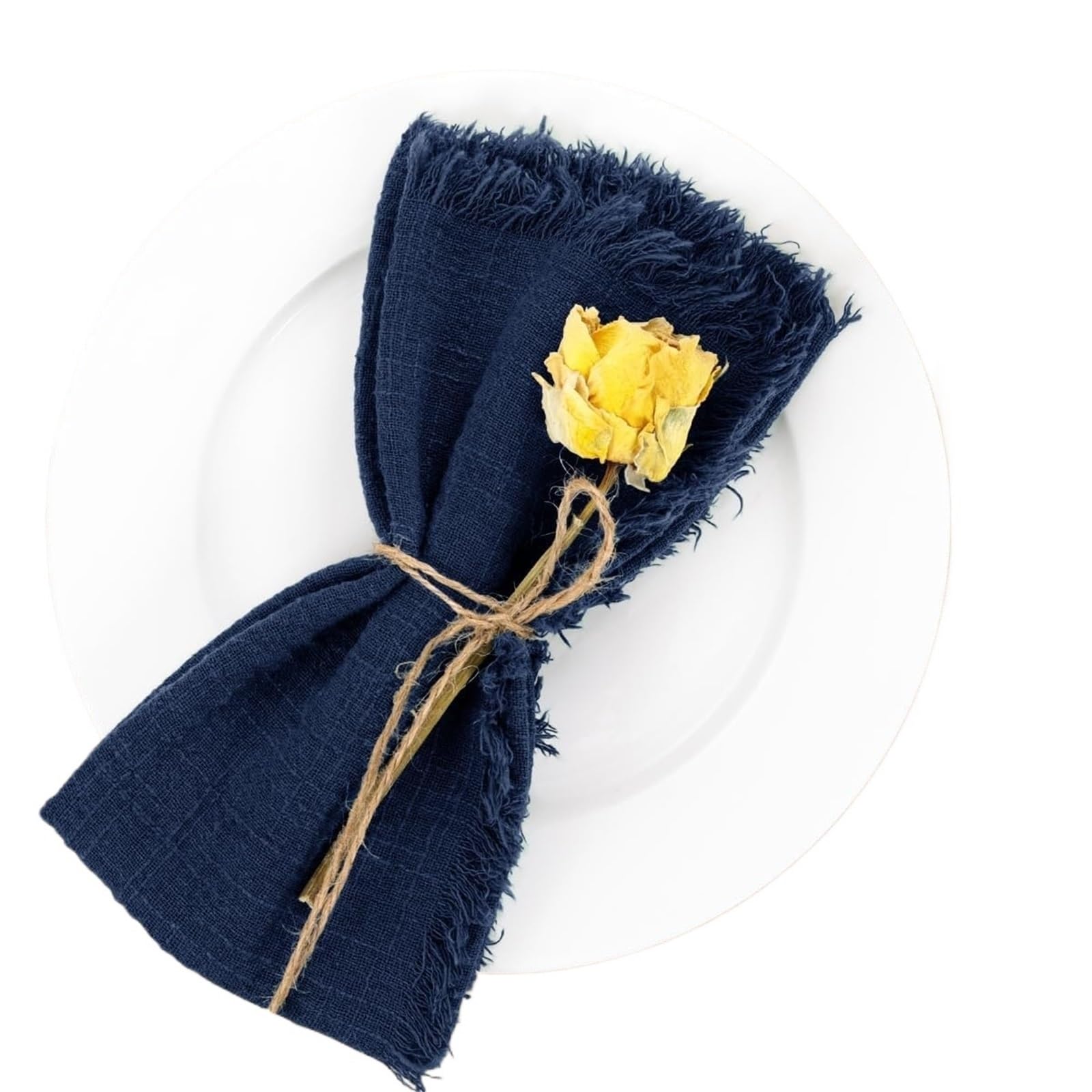 Cloth Napkins 50 Pack 32x32cm Handmade Cotton Cloth Napkins, 100% Gauze With Fringe For Dinners, Parties, Weddings, Banquets