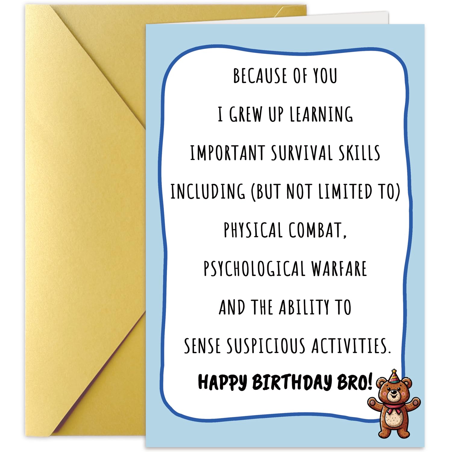 Birthday Card for Brother Male B'day Gift for Him from Brothers Sisters Eco-Friendly Thick Card Stock with Premium Envelope