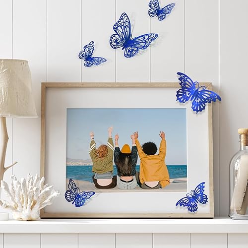 Miniatura 4 de 72 decoraciones de mariposa de oro rosa, decoración de mariposa 3D con 3 estilos 3 tamaños, calcomanías extraíbles de mariposa de oro rosa para