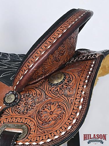 Vista 15 de HILASON Western Horse Barrel Racing Saddle Trail American Leather Western Saddle Saddle for Horses Barrel Racing Saddle
