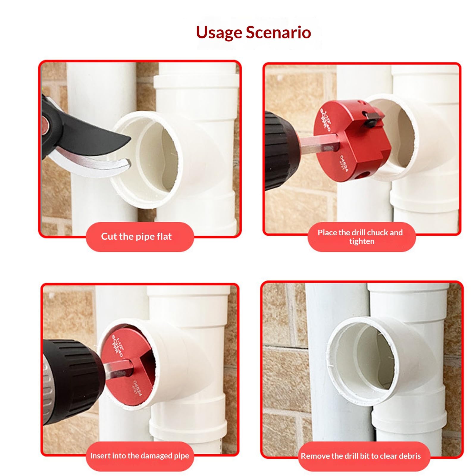 Alésoir pour tuyaux en PVC, lot de 6 outils d'ébavurage de tuyaux pour tuyaux d'eau de 32 mm, 40 mm, 50 mm, 100 mm, kit de nettoyage de tuyaux de plomberie