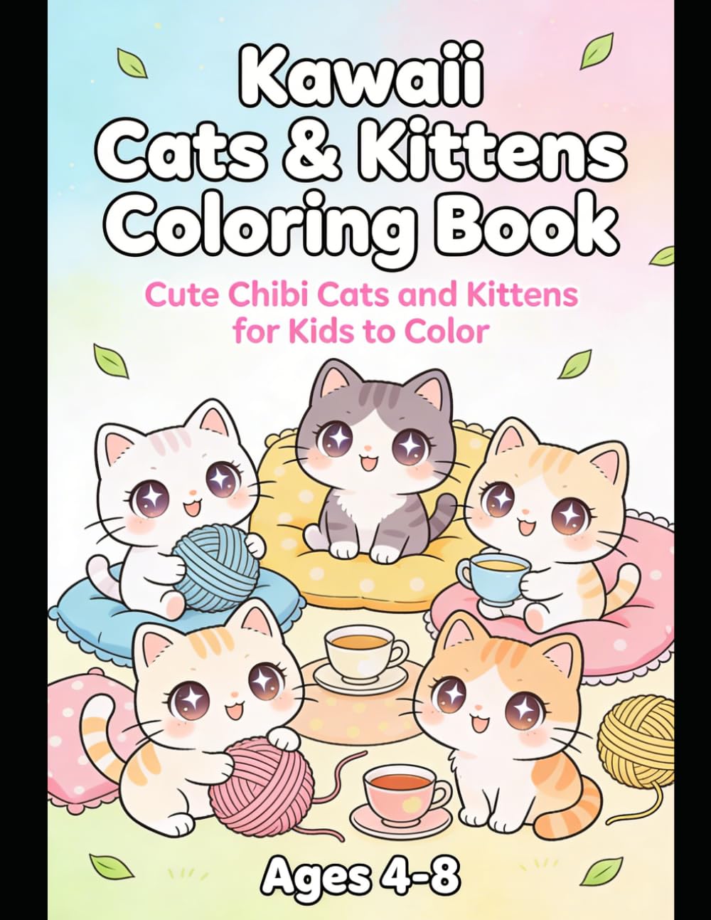 Kawaii Cats and Kitten Coloring Book: Cute chibi cats and Kittens for Kids to Color