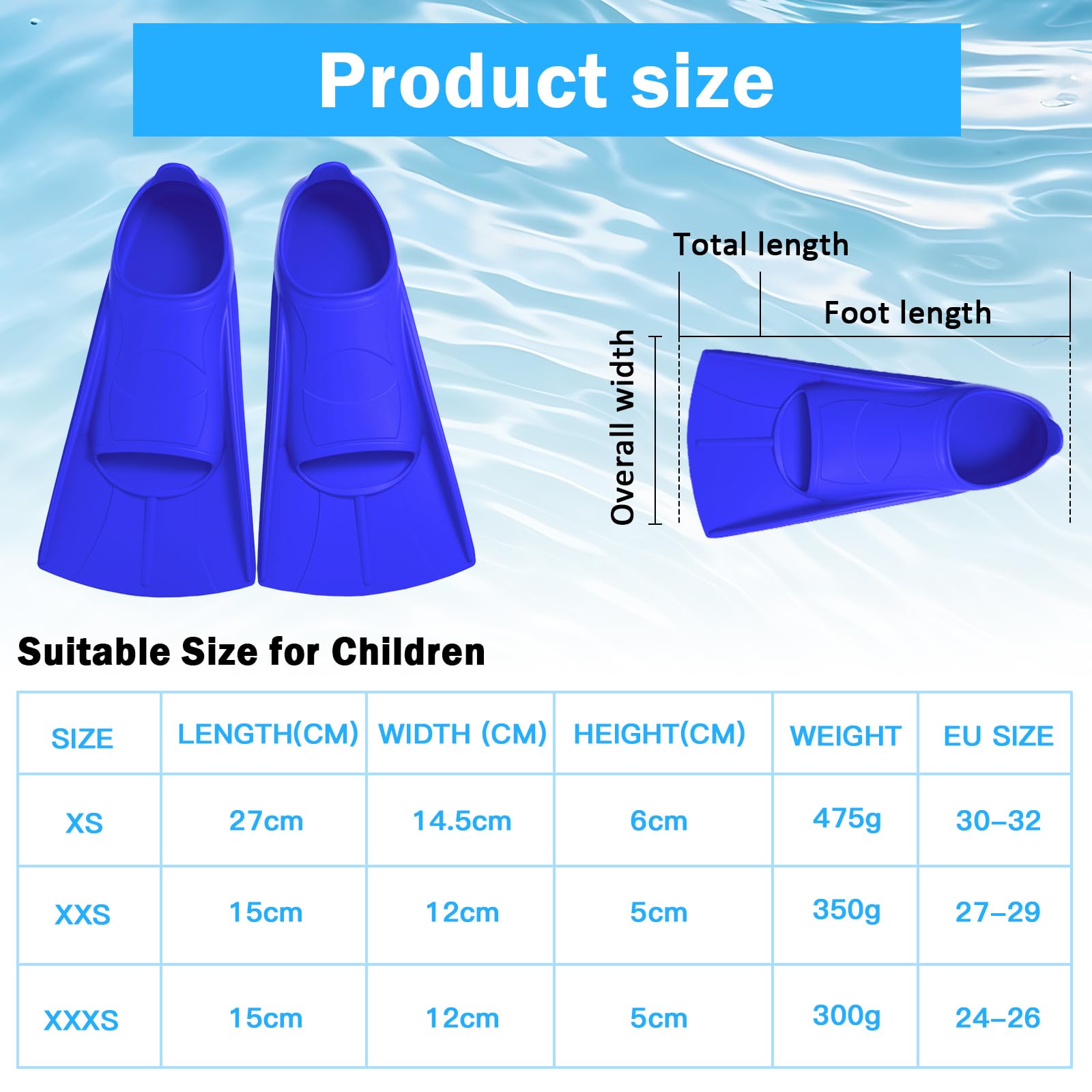 Aletas de Natación Cómodas de Silicona para Niños, Cortas Aletas Natacion para Snorkel y Entrenamiento de Natación, Unisex Aletas Cortas Natacion para Niños