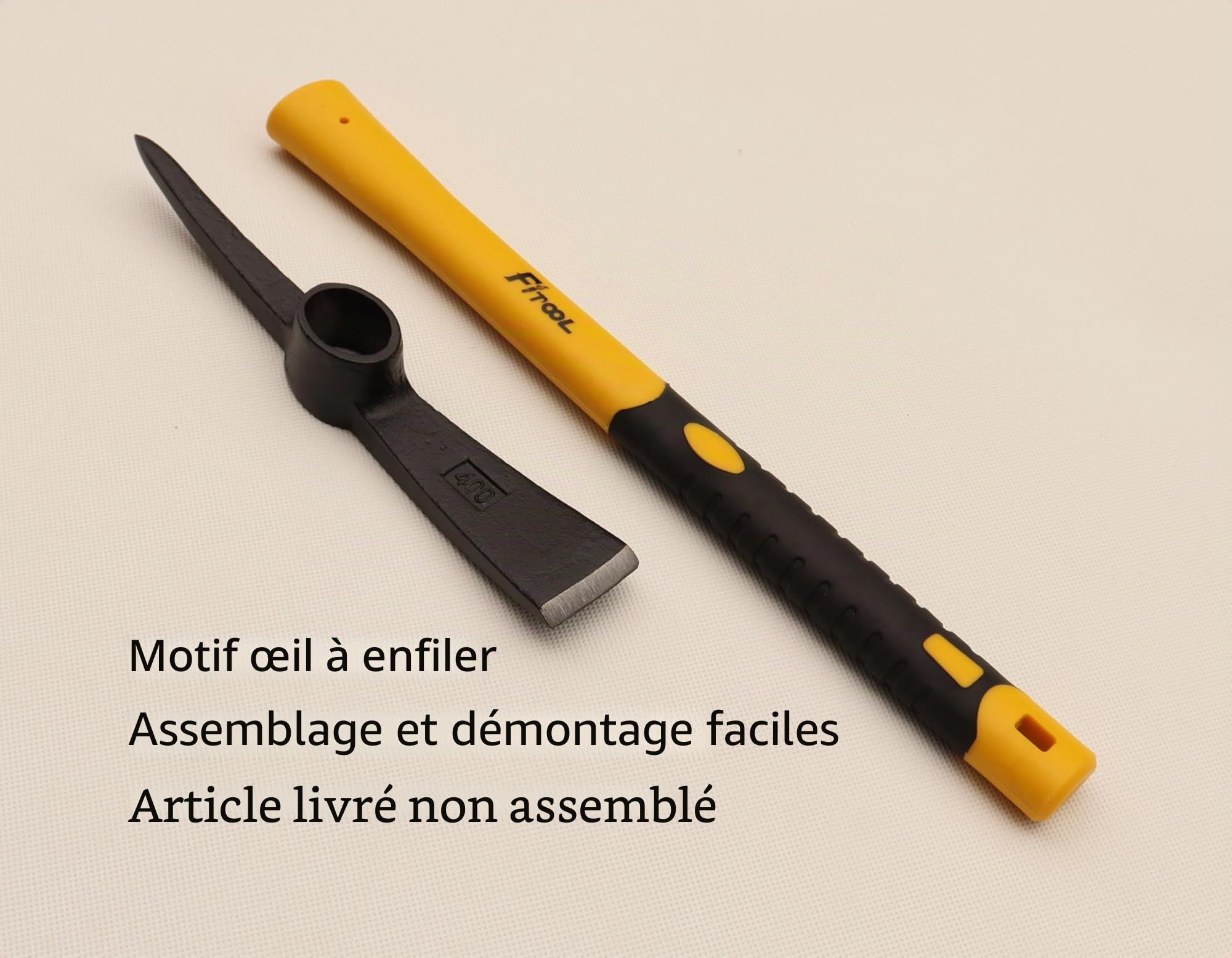 Forgé désherbage Mattock Hoe 15 Pouces, forgé par Marteau Complet, poignée en Fibre de Verre plastifiée, Mattock Pick 1.4lb