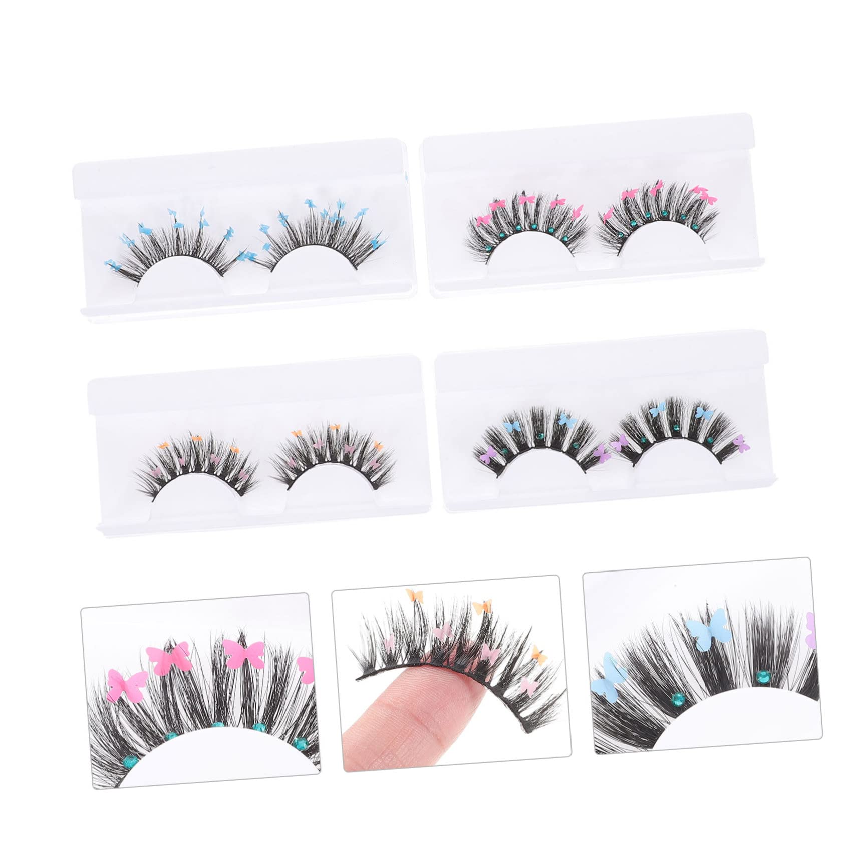 FOMIYES 5 Set Di Ciglia Finte Facili Da Applicare Ciglia Sottili Glitterate Per Look Da/notte 4 Paia*5