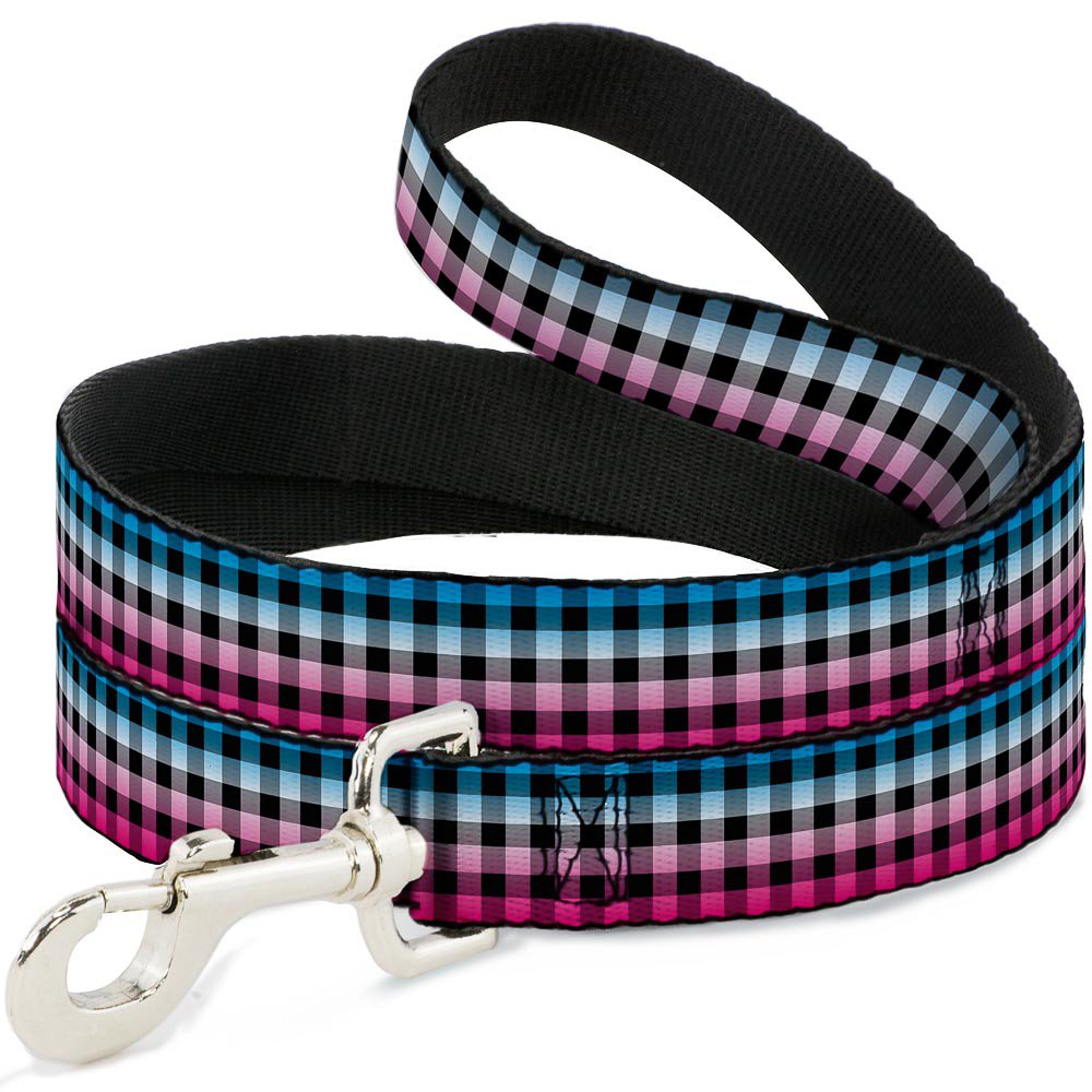 Laisse pour chien Buffalo Plaid Turquoise Fuchsia Fade de 6 pieds et 1,5 pouce