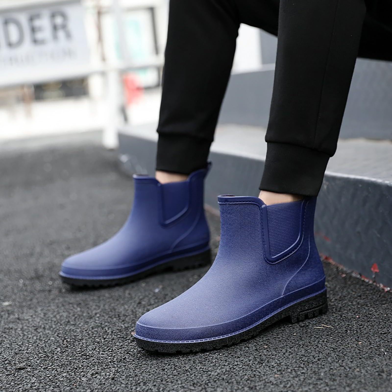 Botas de goma cortas para hombre, botas de lluvia impermeables, botines de goma, antideslizantes, zapatos de lluvia, botas de jardín, botas de lluvia, botas de goma, botas de goma