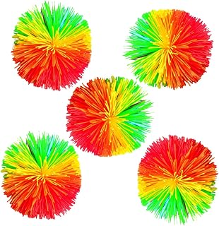 ibasenice 5pcs Stringy Kids Stringy Balls for Kids Bouncing Fluffy Ball Pull Wire Puffer Ball Bounce Colorful Silicone Stringy Balls