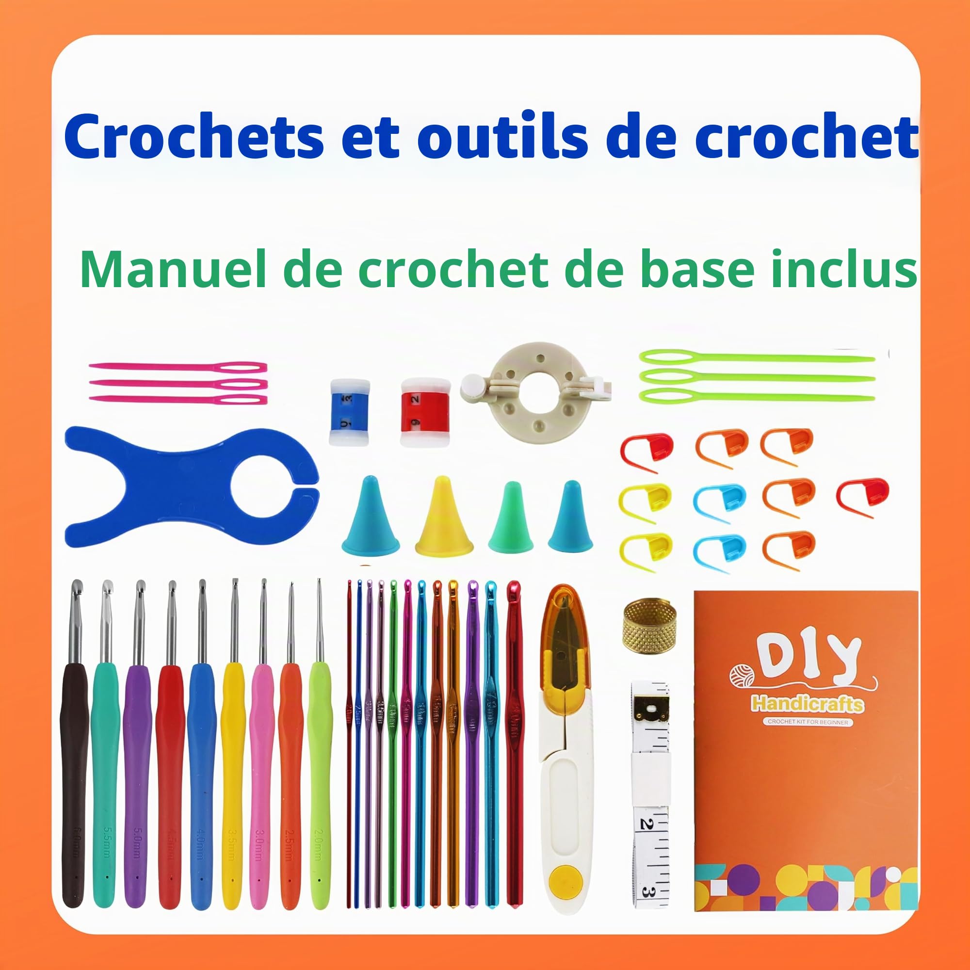 SusggO Kit d'Amigurumi complet de crochet pour débutants, accessoires, pelotes de laine 60 % coton, 40 % acrylique, manuel, sac de rangement, kit de crochet DIY, 6 ans et plus