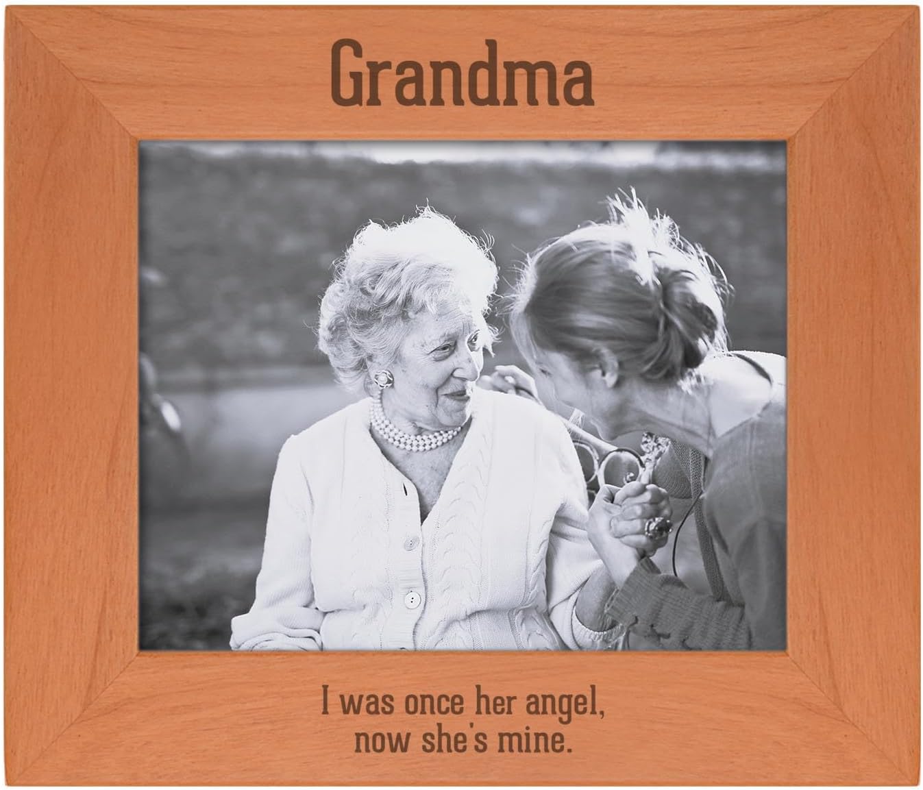 ThisWear Sentimental Photo Frame Grandma I Was Once Her Angel Now She's Mine Wood Engraved 8x10 Portrait Picture Frame