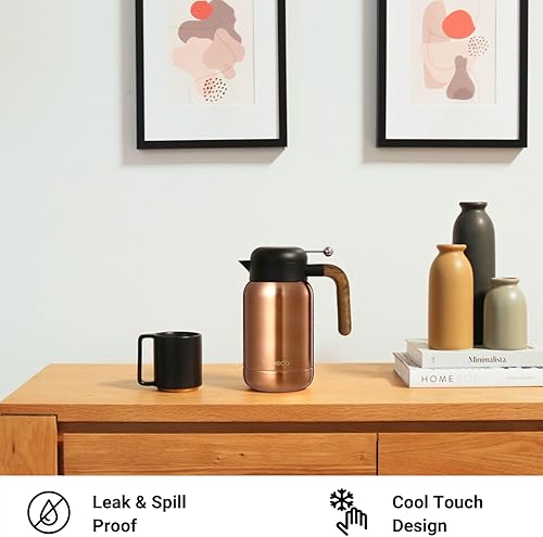 Miniatura 3 de Aura - Jarra térmica de café  Olla de té de acero inoxidable aislada al vacío y jarra de agua, mantiene las bebidas calientes o frías, sin BPA,