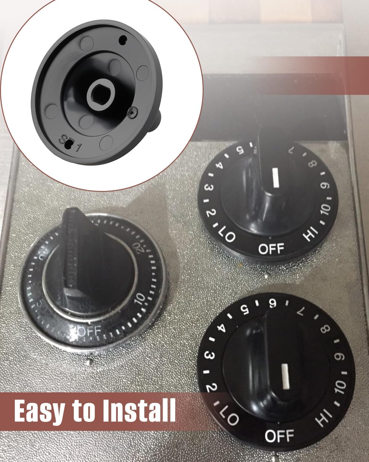 12200035 Range Surface Burner Knob Fit for Whirlpool Kenmore Jenn Air, Top Burner Control Knob Kit, 4 Pack