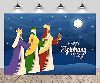 5x3ft Happy Epiphany Day Backdrop Three Kings Christmas Nativity Scene Birth of Jesus Holy Night Bethlehem Star Background Xmas Church Religion Christian Epiphany Party Decor Photo Props